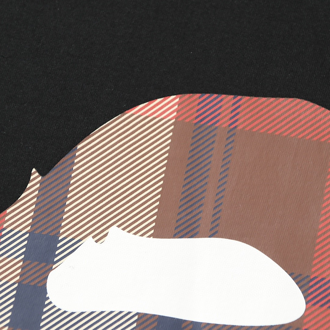 A BATHING APEA BAPE 格子猿人头图案印花 黑色 圆领 T恤 短袖 夏款 男女同款 0ZXTEM110049G