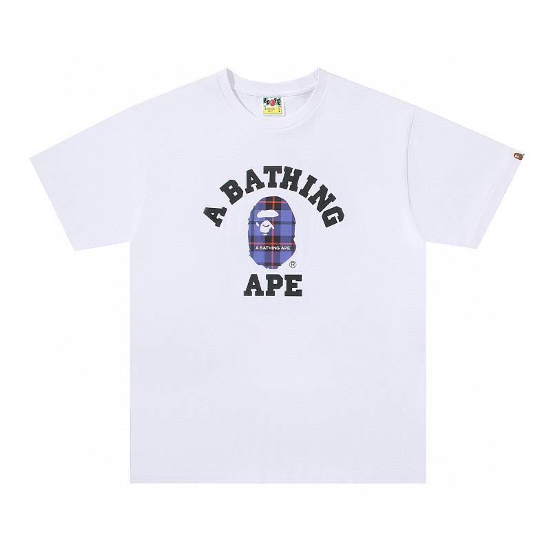 A BATHING APEA BAPE 猿人头图案印花 字母logo 白红 白蓝 黑红 黑蓝 圆领 T恤 短袖 夏款 男女同款 1I30-110-030