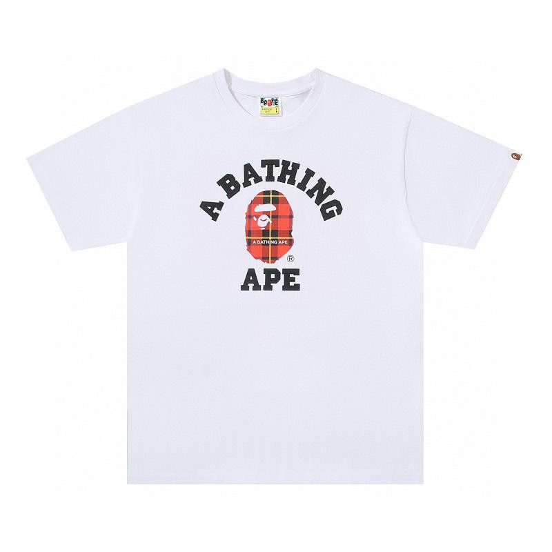 A BATHING APEA BAPE 猿人头图案印花 字母logo 白红 白蓝 黑红 黑蓝 圆领 T恤 短袖 夏款 男女同款 1I30-110-030