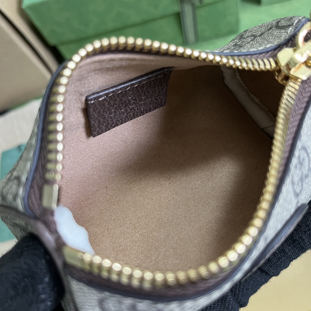 GUCC 古驰 双G徽标 草莓装饰老花Logo帆布拼皮革饰边 钱包 零钱包 女款 棕色 726253-FABD5-9870