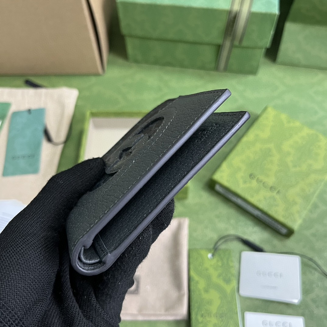 GUCCI 古驰 镂空互扣式双G徽标帆布拼皮革 短款 钱夹 钱包 灰色 男款 701420-K9GSN-1151