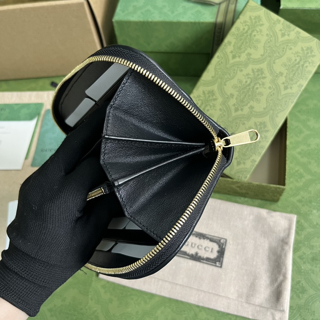 GUCCI 古驰 Blondie 金标Logo拉链 长款 钱夹 钱包 卡包 黑色 女款 725216-UXX0G-1000