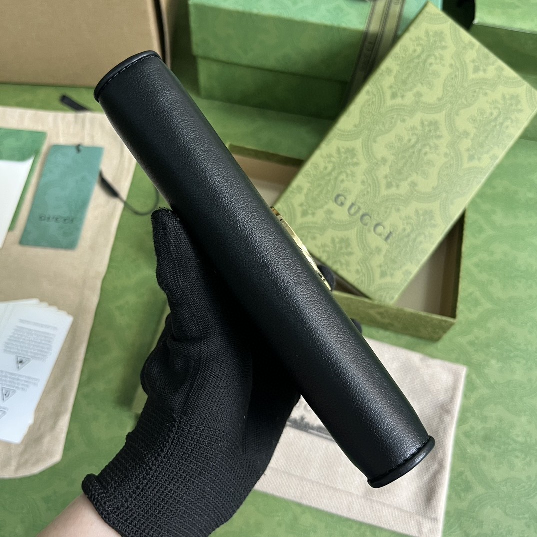 GUCCI 古驰 Blondie 金标Logo拉链 长款 钱夹 钱包 卡包 黑色 女款 725216-UXX0G-1000