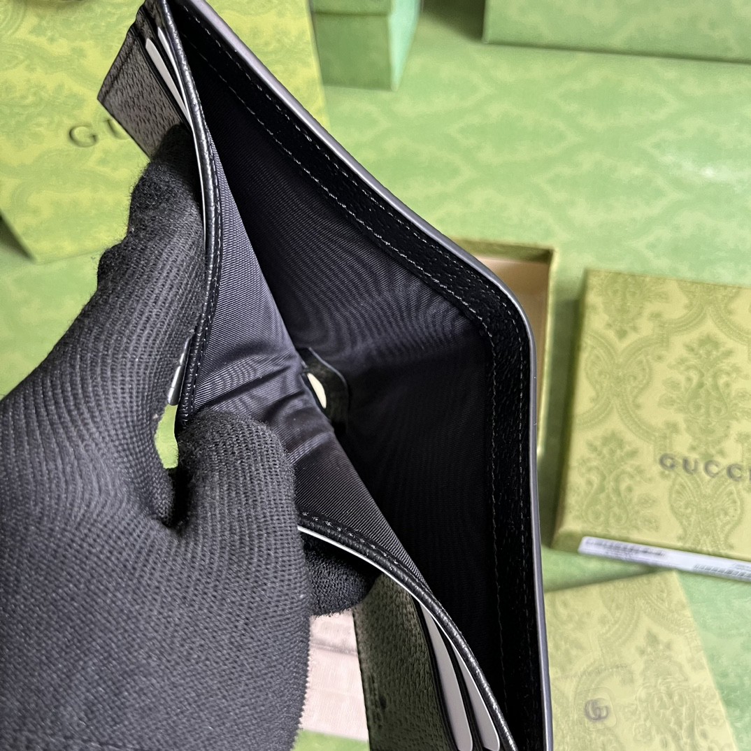 GUCCI 古驰 Horsebit 金色金属马衔扣对折皮革 短款 钱夹 钱包 黑色 男女同款 708554-DJ20G-1000