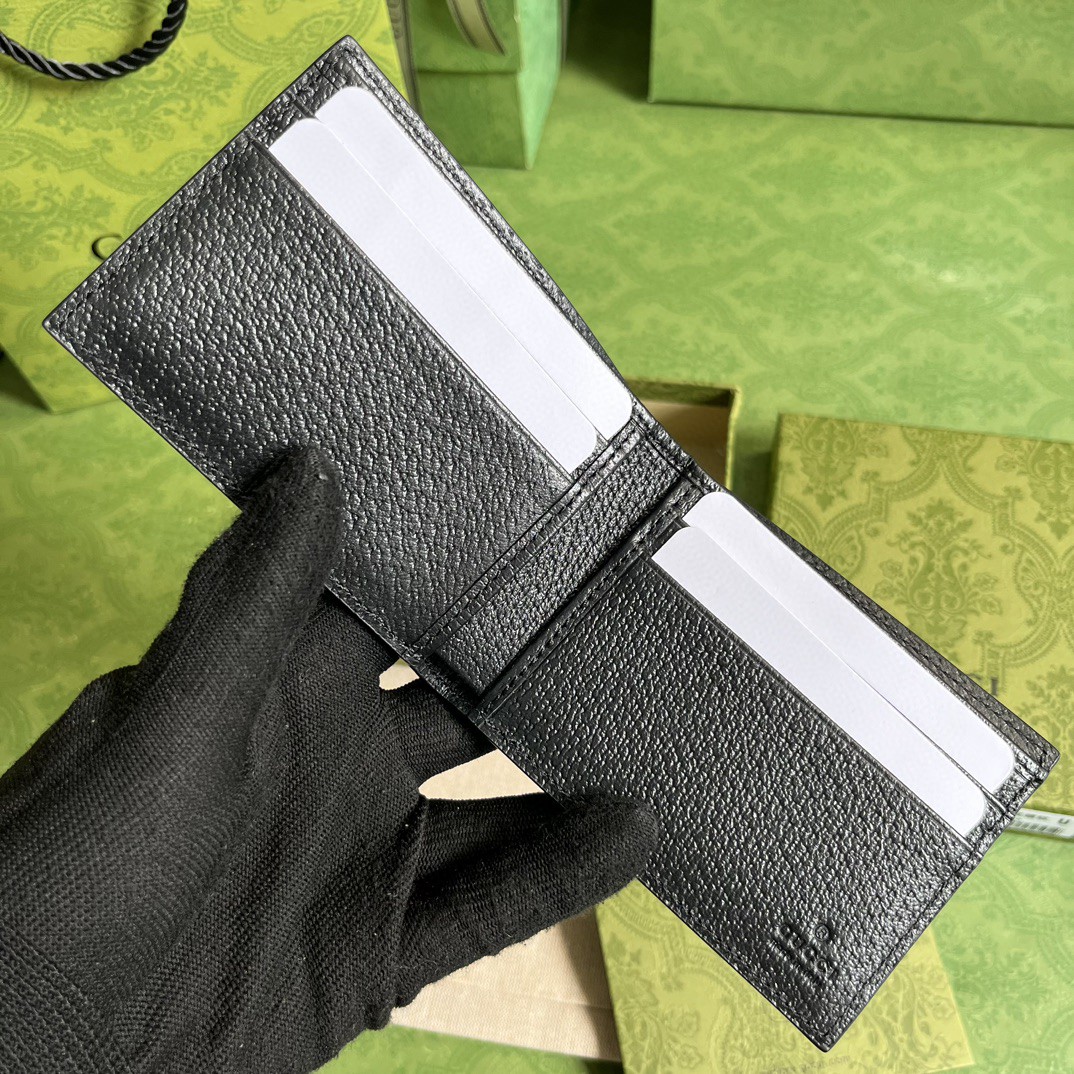 GUCCI 古驰 Horsebit 金色金属马衔扣对折皮革 短款 钱夹 钱包 黑色 男女同款 708554-DJ20G-1000