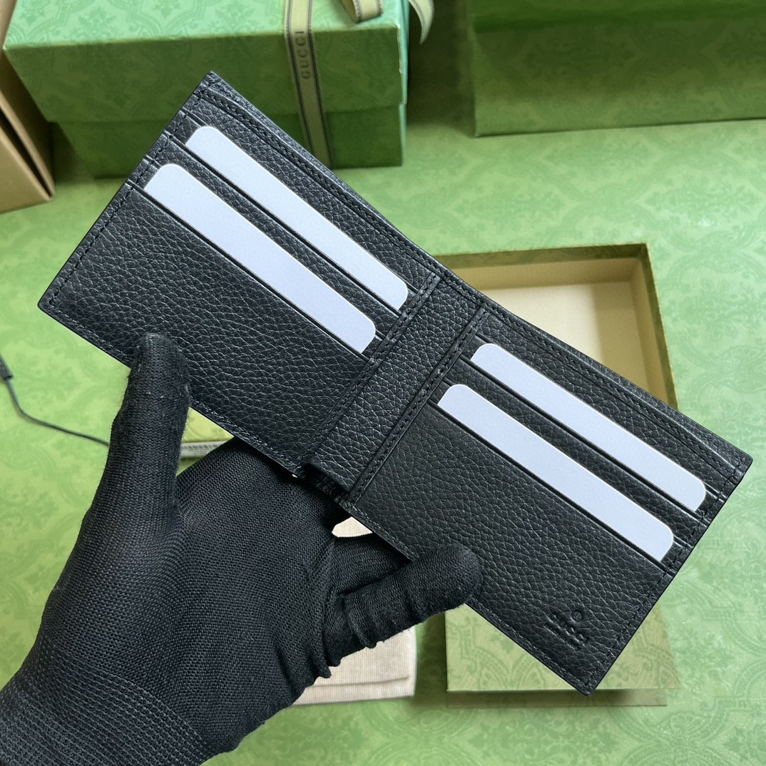 GUCCI 古驰 双G徽标压印翻盖开合 皮革 短款 钱夹 钱包 黑色 男女同款 739475-AABY0-1000