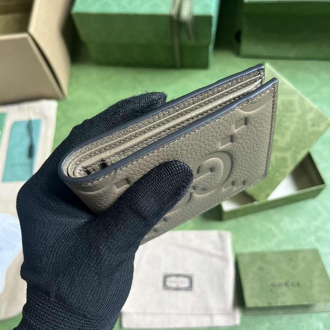 GUCCI 古驰 双G徽标压印翻盖开合 皮革 短款 钱夹 钱包 男女同款 灰色 
