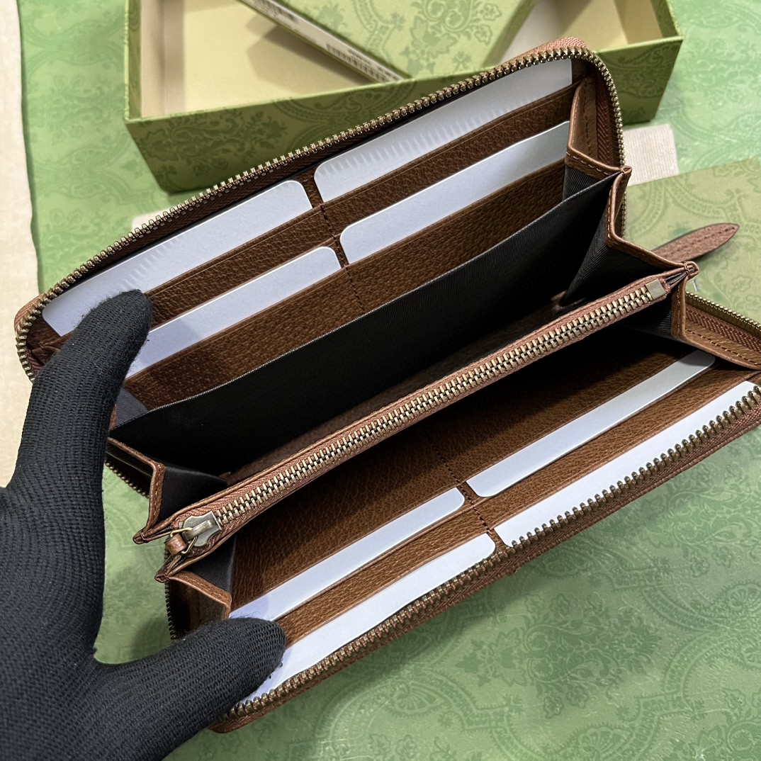 GUCCI 古驰 Diana戴安娜 金标Logo竹节饰扣皮革长款拉链 钱包 钱夹 女款 棕色 658634-17Q0T-2535