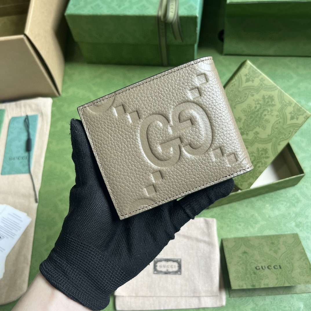 GUCCI 古驰 双G徽标压印翻盖开合 皮革 短款 钱夹 钱包 男女同款 灰色 