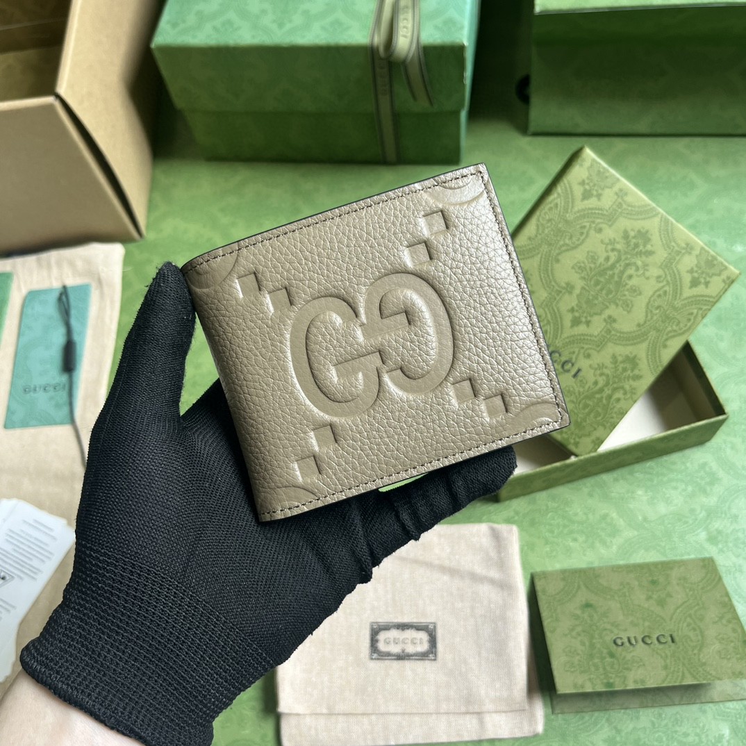 GUCCI 古驰 双G徽标压印翻盖开合 皮革 短款 钱夹 钱包 男女同款 灰色 