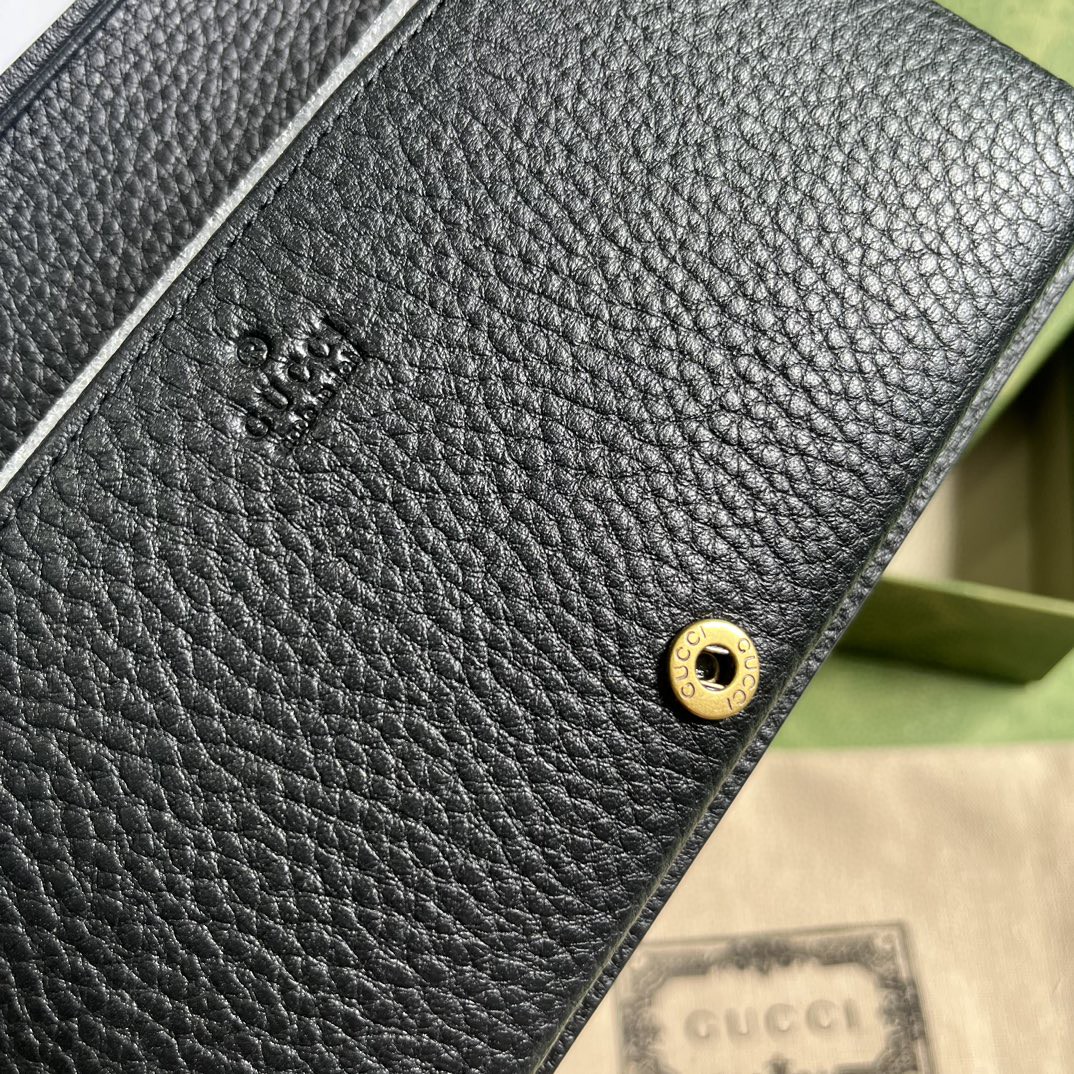 GUCCI 古驰 互扣式双G蟒蛇皮链条钱包 单肩包 斜挎包 女款 黑色 746056-AACAO-1941