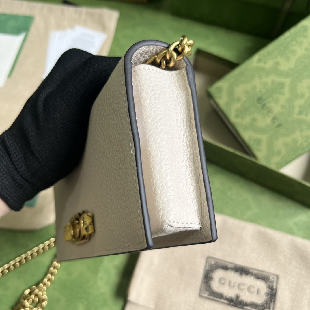 GUCCI 古驰 互扣式双G蟒蛇皮链条钱包 单肩包 斜挎包 女款 白色 746056-AACAO-5741