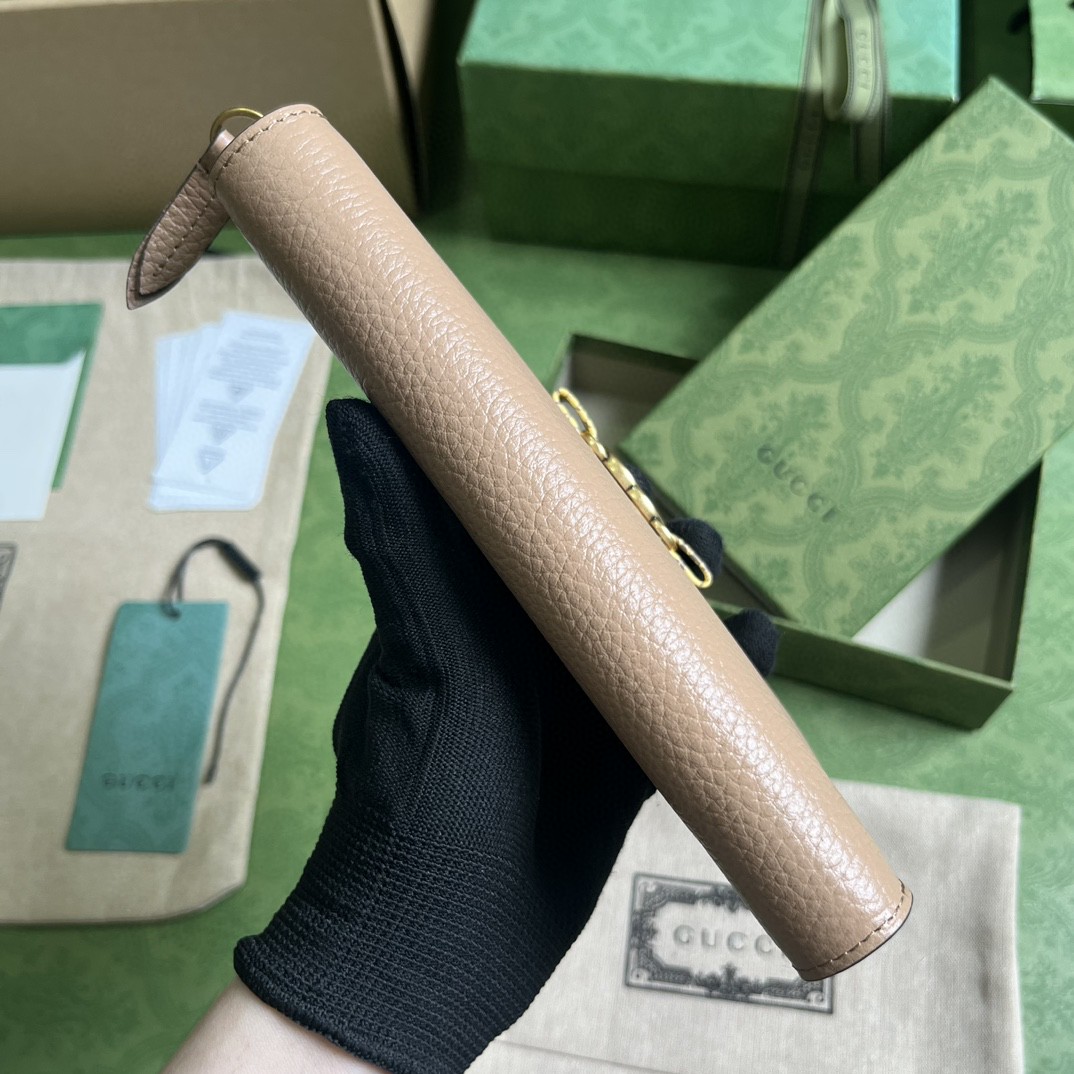 [Copy]GUCCI 古驰 互扣式双G 按扣开合蟒蛇皮 钱包 钱夹 女款 米粉色 746059-AACAO-2741