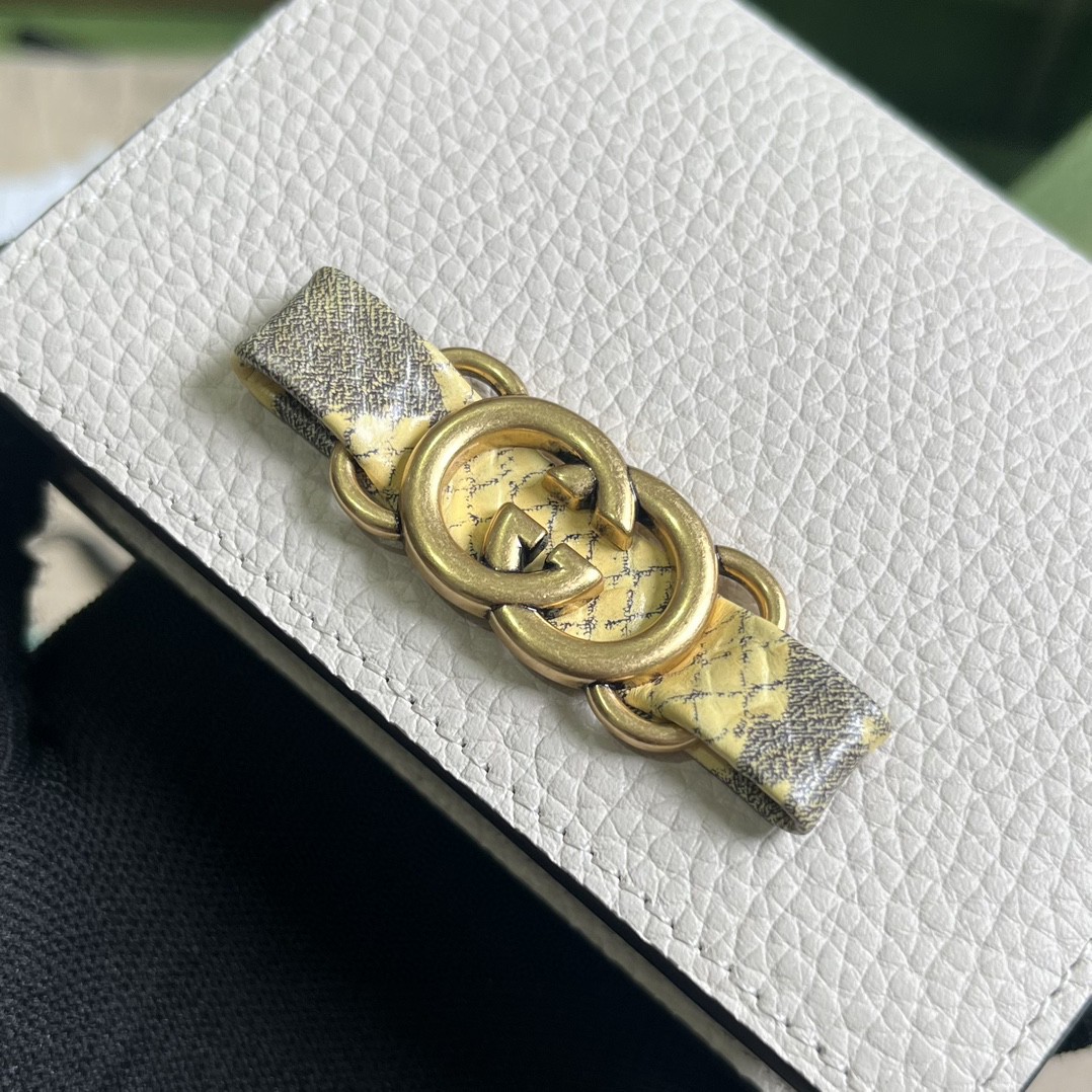 GUCCI 古驰 互扣式双G 按扣开合 钱包 钱夹 女款 白色 746059-AACAO-5741