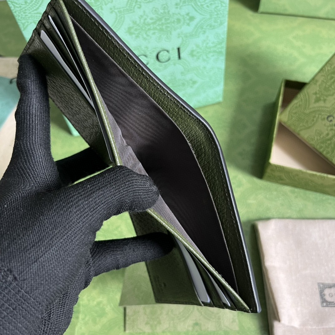 GUCCI 古驰 GG Marmont 系列马蒙银标Logo 短款 证件包 钱夹 钱包 男女同款 绿色 428726-DJ20F-3352