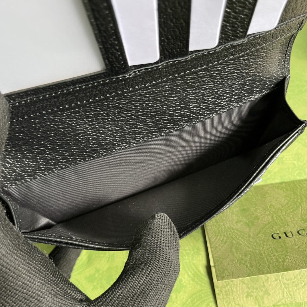 GUCCI 古驰 GG Marmont 系列马蒙银标Logo 长款 光滑牛皮革 证件包 钱夹 钱包 男女同款 黑色 436023-0YK0N-1000