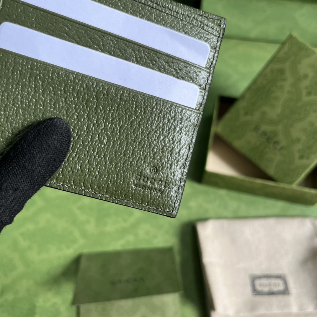 GUCCI 古驰 GG Marmont 系列马蒙银标Logo 短款 证件包 钱夹 钱包 男女同款 绿色 428726-DJ20F-3352