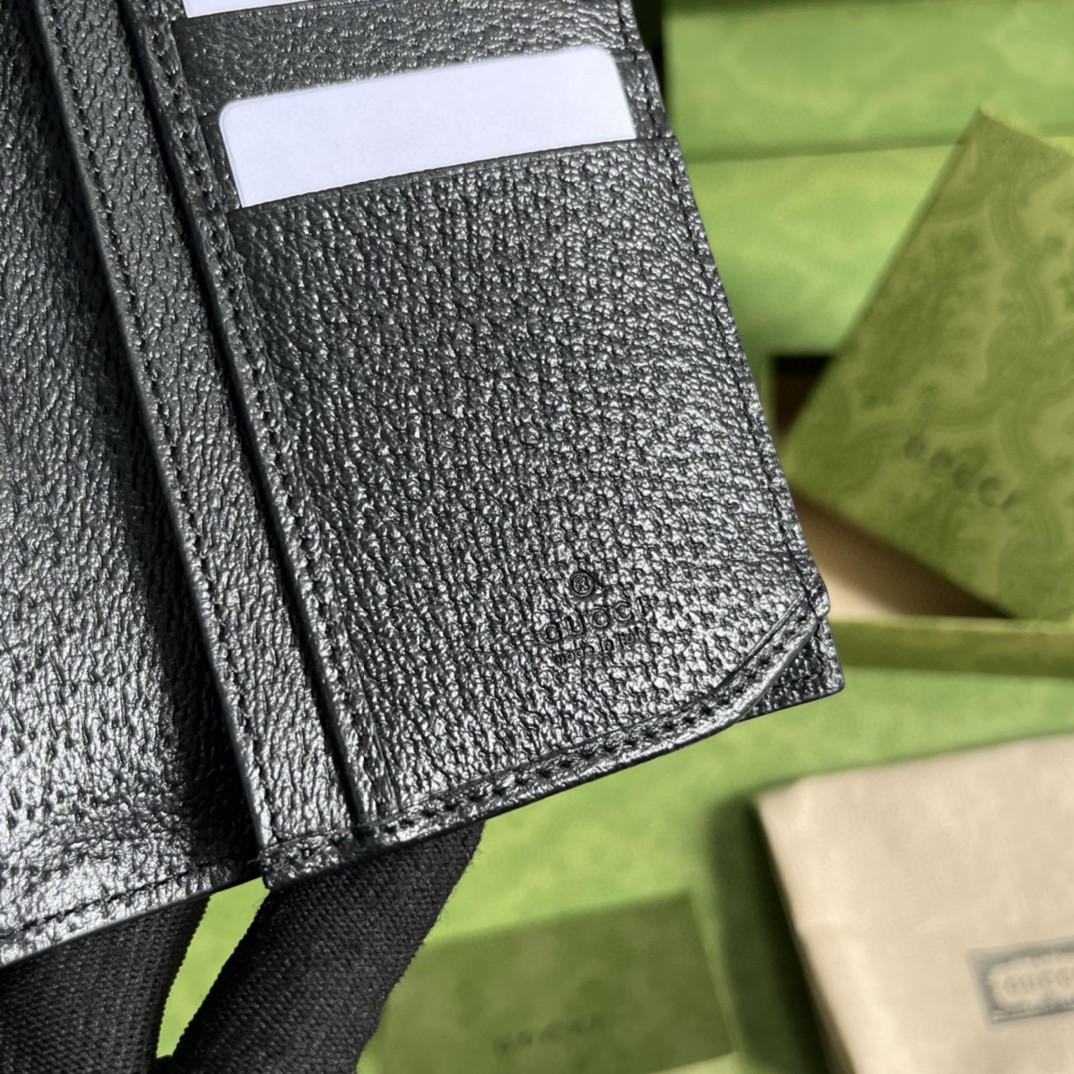 GUCCI 古驰 GG Marmont 系列马蒙银标Logo 长款 光滑牛皮革 证件包 钱夹 钱包 男女同款 黑色 436023-0YK0N-1000