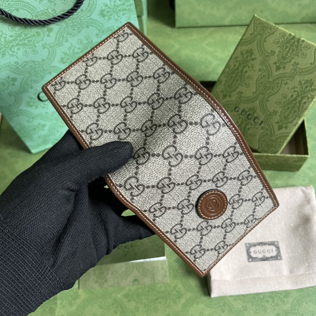 GUCCI 古驰老花 Logo 可拆卸卡片夹帆布拼皮革 卡包 钱夹 钱包 男款 棕色 723171-92TCG-8563