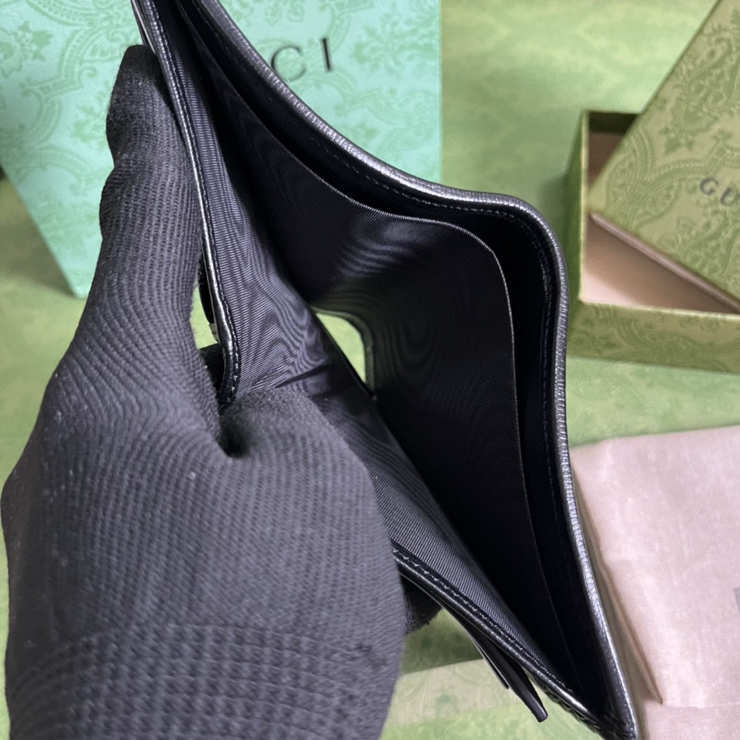 GUCCI 古驰老花 Logo 可拆卸卡片夹帆布拼皮革 卡包 钱夹 钱包 男款 黑灰色 723171-92TCF-1000