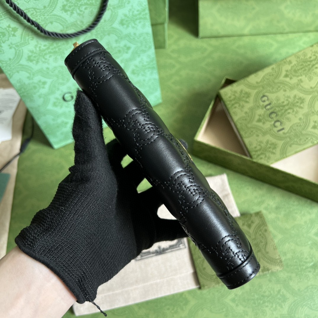 GUCCI 古驰 金属饰面拉链开合 双G珩缝 长款 皮革 钱包 女款 黑色 723784-UM8IG-1000