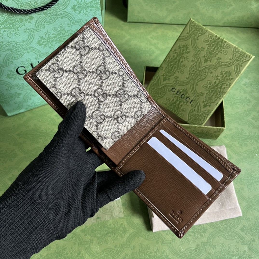 GUCCI 古驰老花 Logo 可拆卸卡片夹帆布拼皮革 卡包 钱夹 钱包 男款 棕色 723171-92TCG-8563