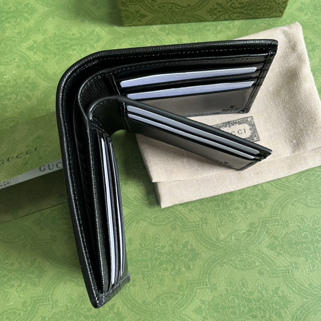 GUCCI 古驰老花 Logo 可拆卸卡片夹帆布拼皮革 卡包 钱夹 钱包 男款 黑灰色 723171-92TCF-1000