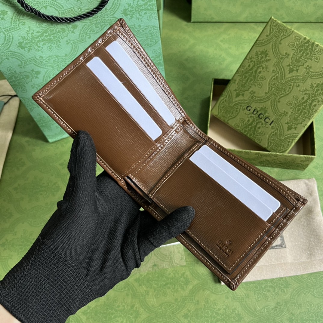 GUCCI 古驰老花 Logo 可拆卸卡片夹帆布拼皮革 卡包 钱夹 钱包 男款 棕色 723171-92TCG-8563