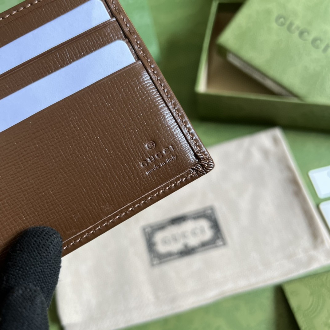 GUCCI 古驰 老花Logo 互扣式双G徽标 短款 双折帆布拼皮革 钱夹 钱包 男款 棕色 671652-92TCG-8563