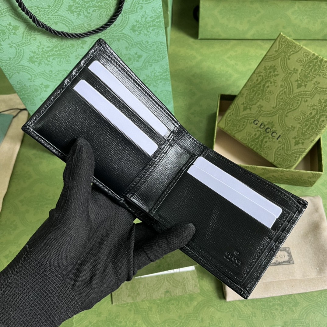 GUCCI 古驰老花 Logo 可拆卸卡片夹帆布拼皮革 卡包 钱夹 钱包 男款 黑灰色 723171-92TCF-1000
