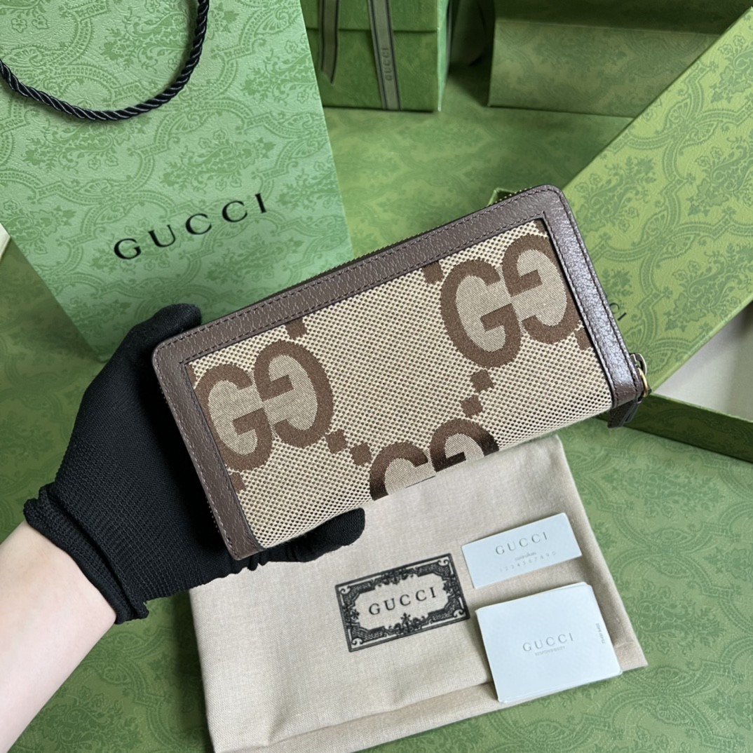 GUCCI 古驰 Diana 戴安娜竹 节饰扣 Jumbo超级双G大老花Logo 帆布拼皮长款拉链 钱包 钱夹 女款 驼色 658634-UKMBT-2572