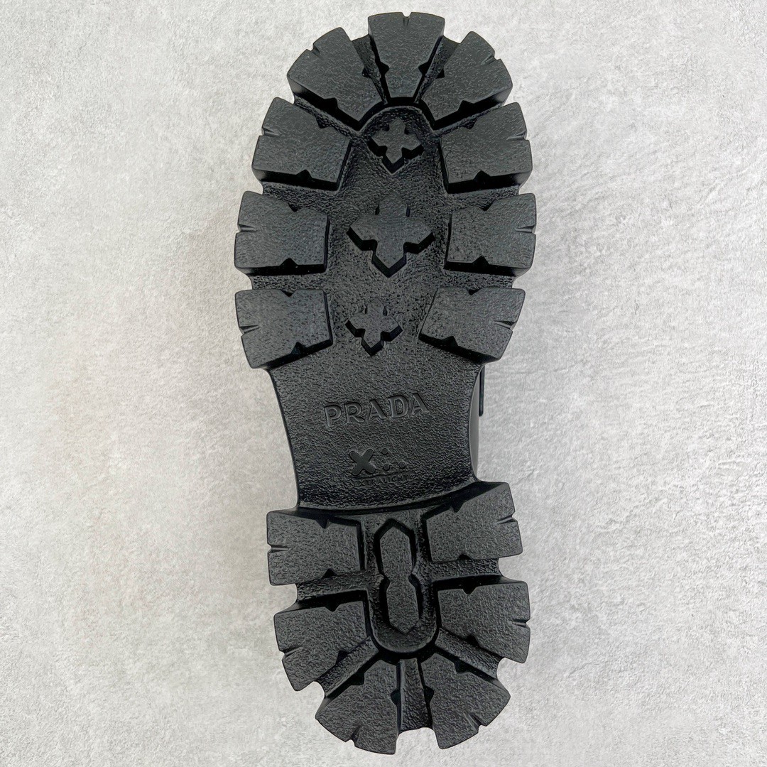 PRADA 普拉达 Monolith 亮面皮革徽标 套穿 低筒 乐福鞋 皮鞋 厚底鞋 女款 黑色 2DE129_B4L_F0002