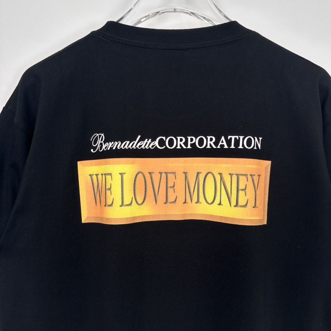 Supreme BERNADETTE CORPORATION 联名款SS23WEEK13 MONEY TEE 图案印花Logo 短袖 T恤 男女同款 黑色 SUP-SS23-223