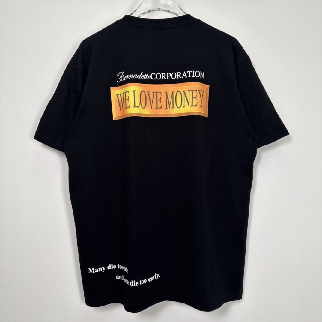 Supreme BERNADETTE CORPORATION 联名款SS23WEEK13 MONEY TEE 图案印花Logo 短袖 T恤 男女同款 黑色 SUP-SS23-223