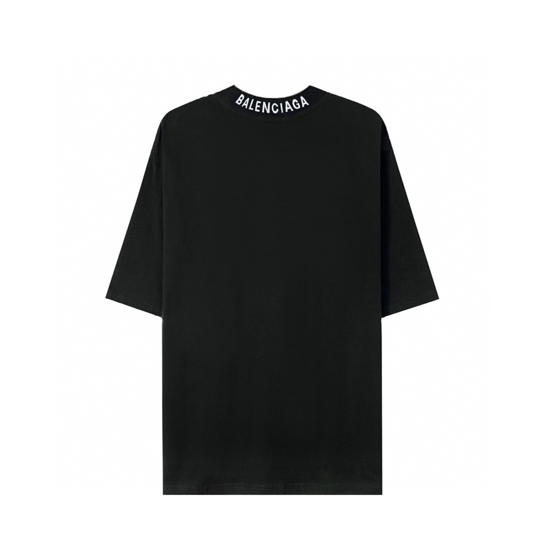 Balenciaga 巴黎世家 字母心形印花 短袖 T恤 圆领 夏季 男女同款 黑色