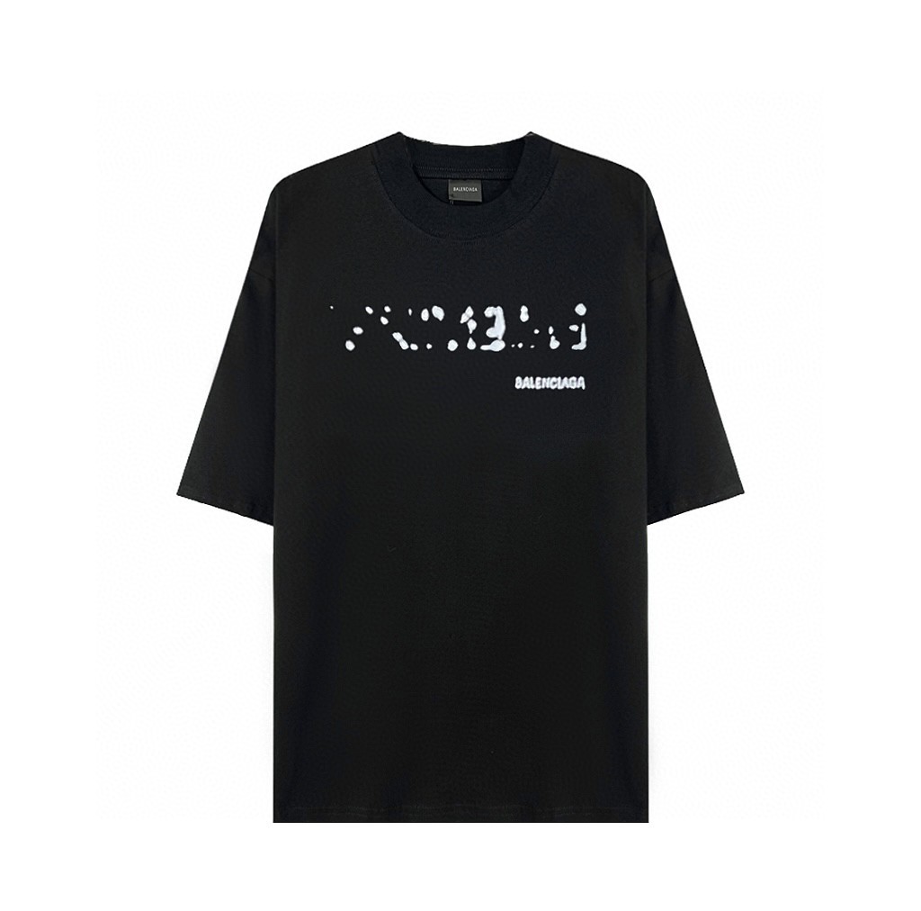Balenciaga 巴黎世家 模糊字母logo 短袖 T恤 圆领 夏季 男女同款 黑色