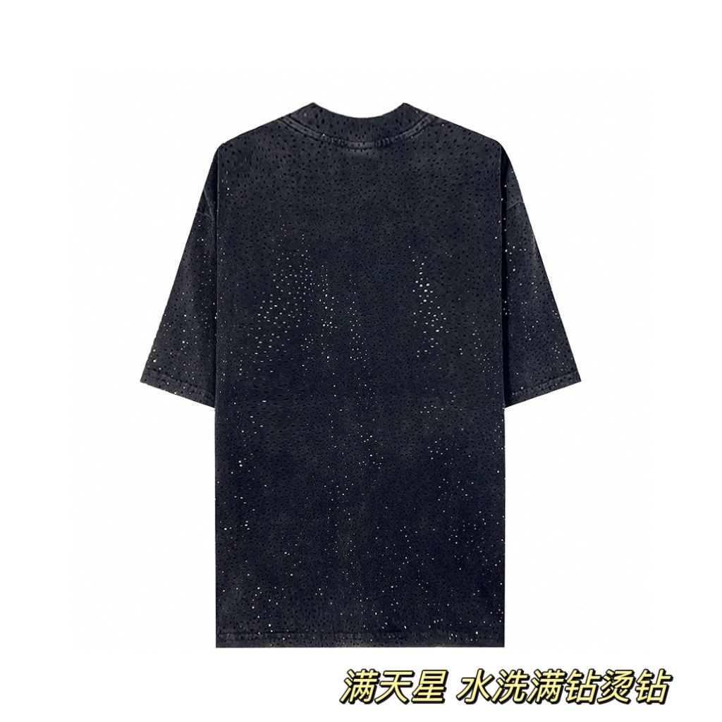 Balenciaga 巴黎世家 满天星 水洗烫钻满钻星空 短袖 T 恤 圆领 夏季 男女同款 黑色