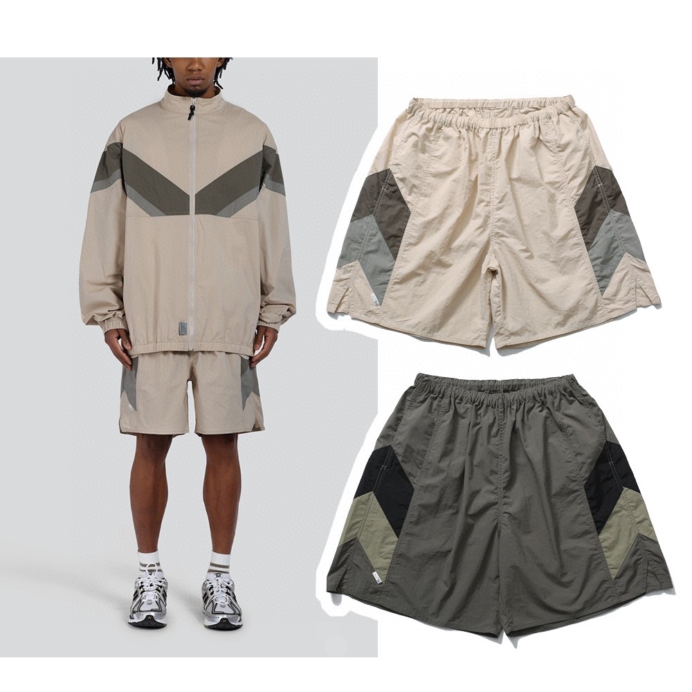 MADNESS 拼接松紧腰 短裤 宽松 裤子 夏款 男女同款 卡其色 深灰色 23SS-SP-D006-DG