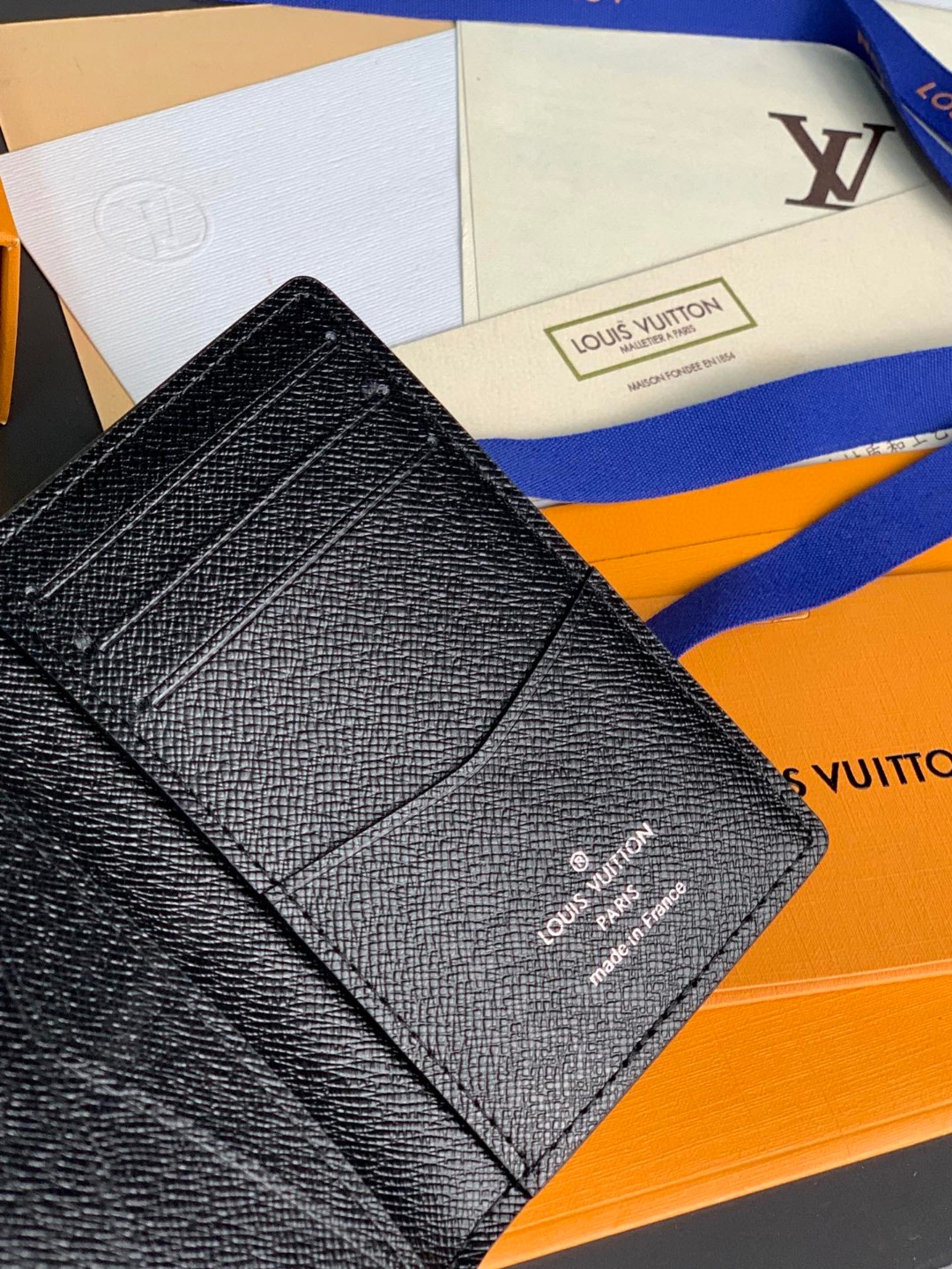 LOUIS VUITTON 路易威登 经典老花印花 钱夹 钱包 卡包 名片夹 男女同款 灰黑色 