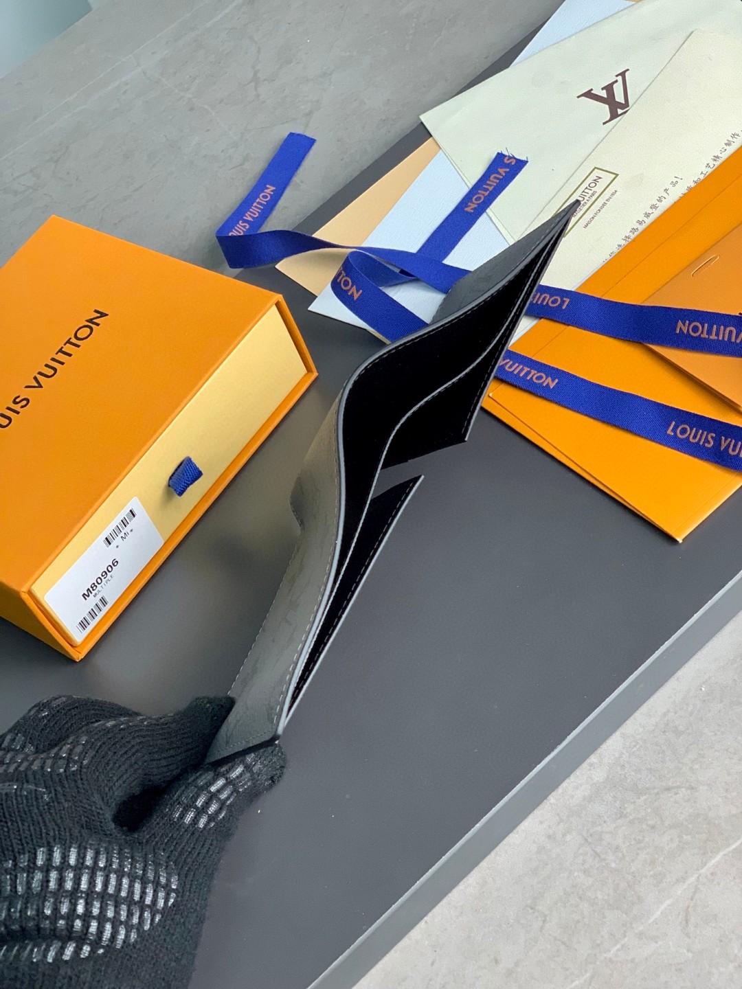 LOUIS VUITTON 路易威登 Slender 经典老花折叠 短款 钱夹 钱包 卡包 名片夹 男女同款 灰黑色 M80906