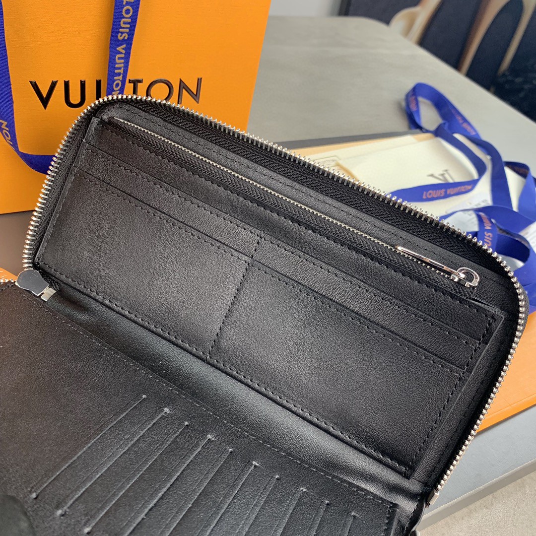 LOUIS VUITTON 路易威登 Zippy 拉链 Taurrilon 皮革 长款 钱夹 钱包 卡包 名片夹 男女同款 黑色 M58412