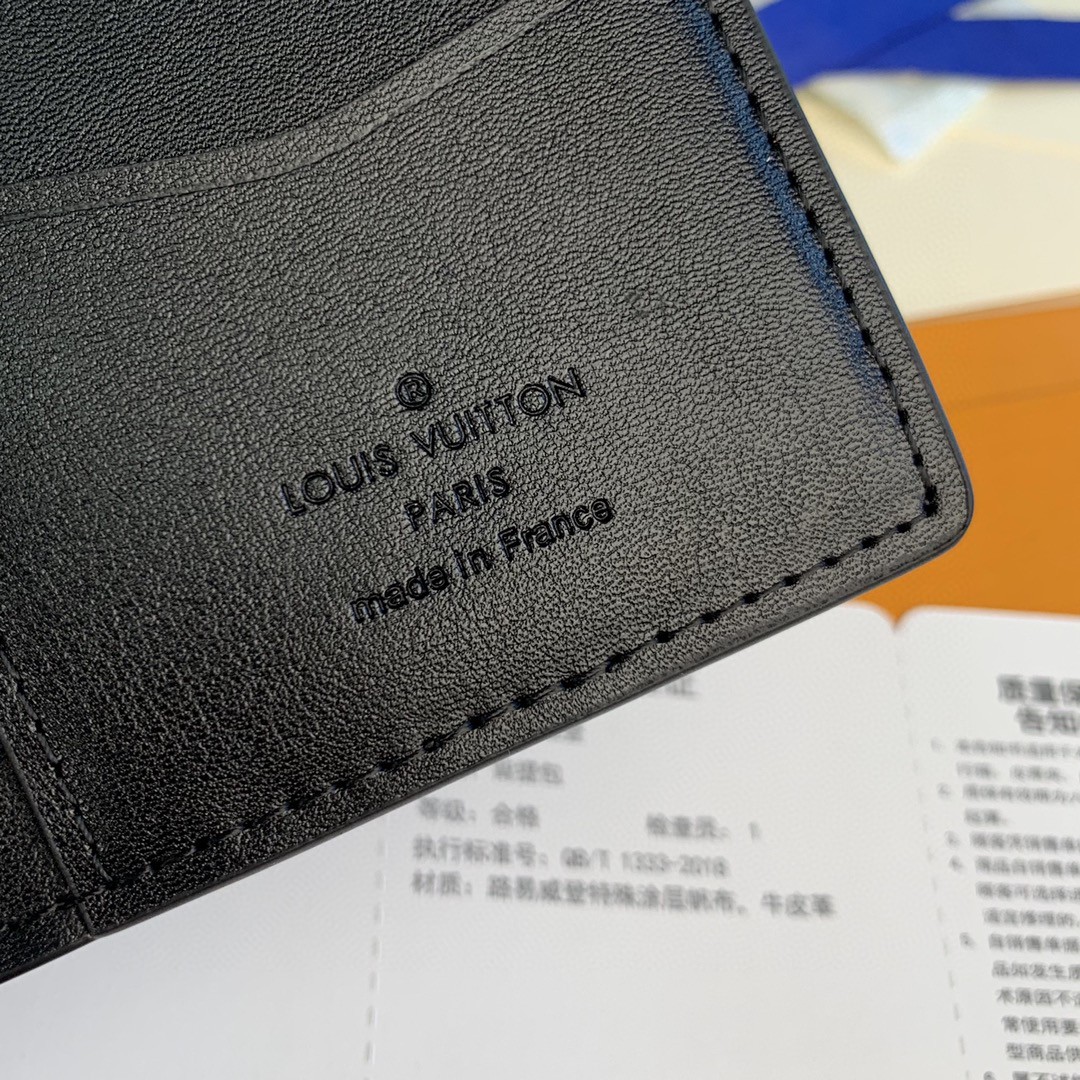 LOUIS VUITTON 路易威登 Shadow 小牛皮经典老花压纹口袋 钱夹 钱包 男女同款 黑色 M62899