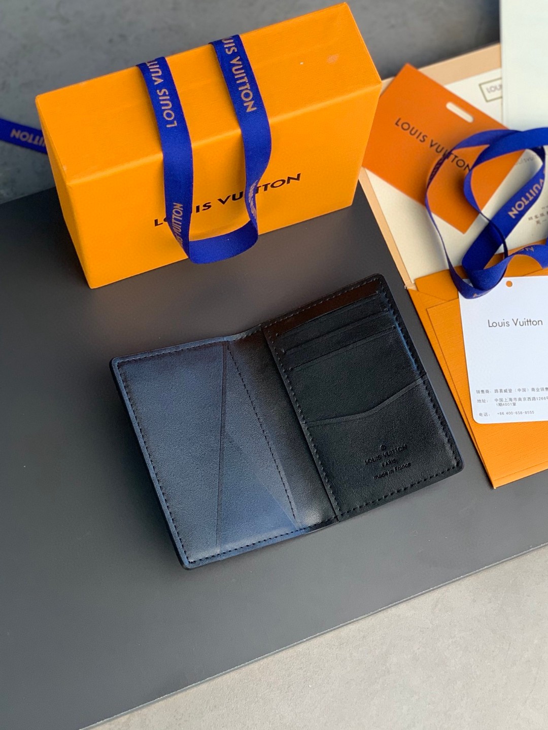 LOUIS VUITTON 路易威登 Shadow 小牛皮经典老花压纹口袋 钱夹 钱包 男女同款 黑色 M62899