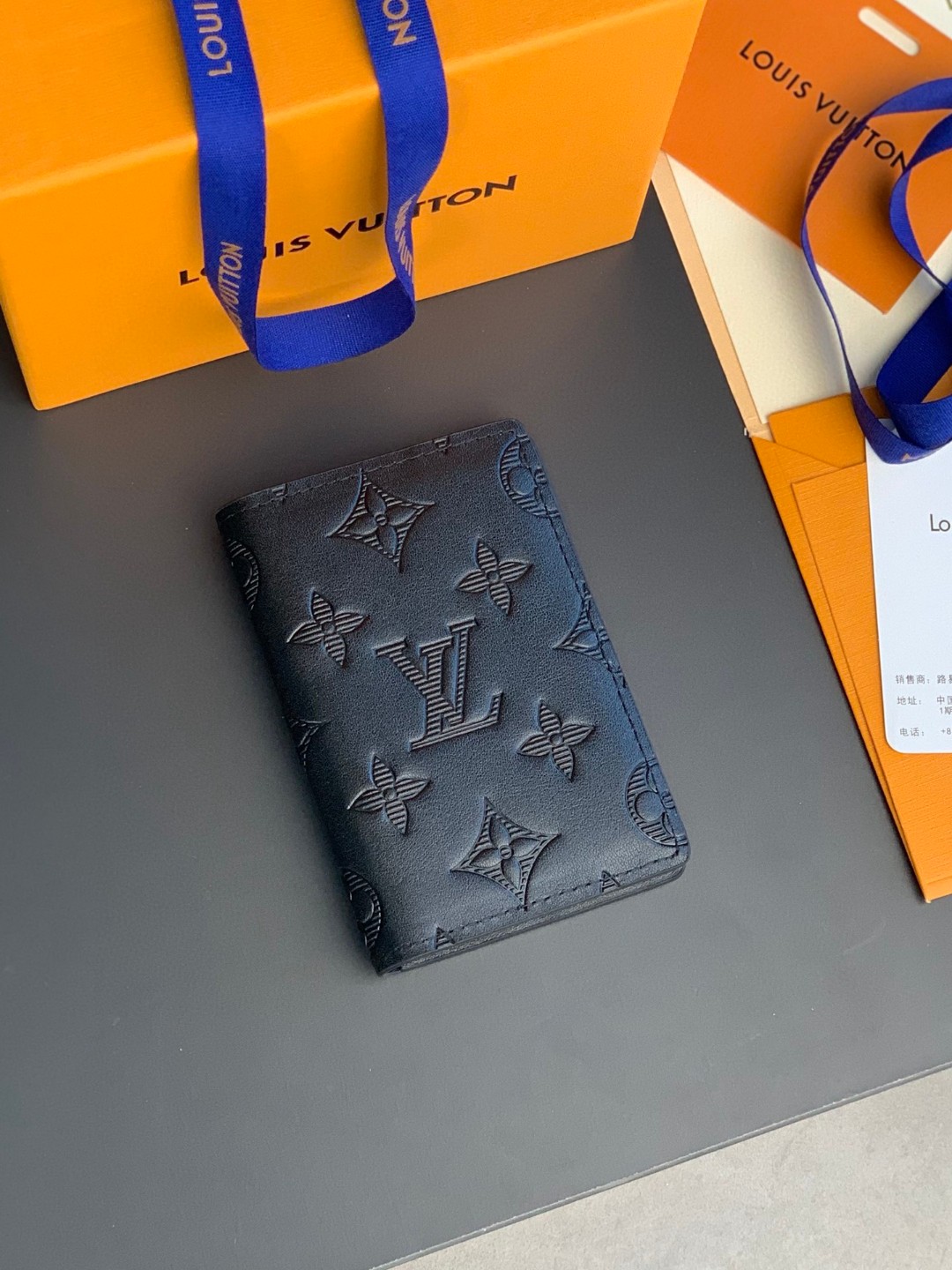 LOUIS VUITTON 路易威登 Shadow 小牛皮经典老花压纹口袋 钱夹 钱包 男女同款 黑色 M62899