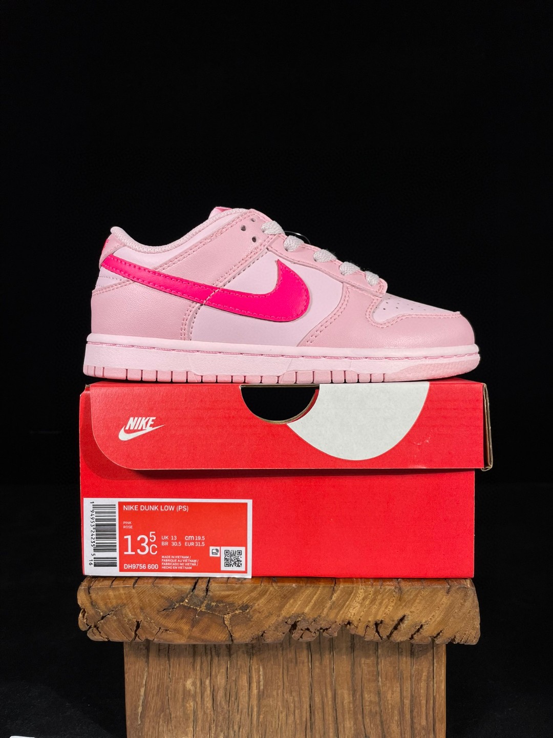 童鞋 Dunk Low Triple Pink 复古休闲 板鞋 中童鞋 粉色 DH9756-600