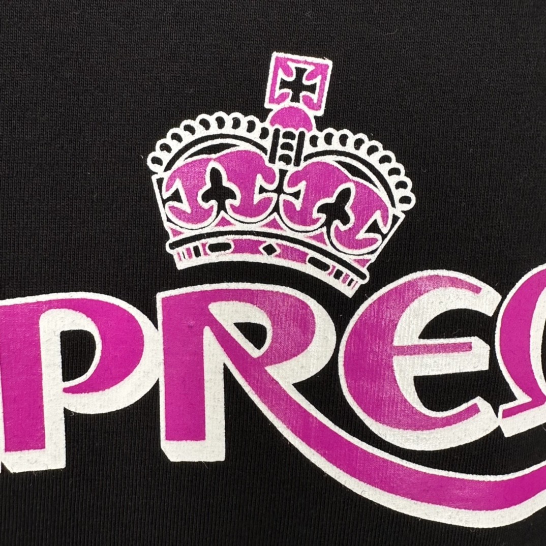 Supreme SS23 WEEK18 CROWN TEE 字母印花 圆领 短袖 T 恤 男女同款 粉色 白色 黑色 SUP-SS23-281