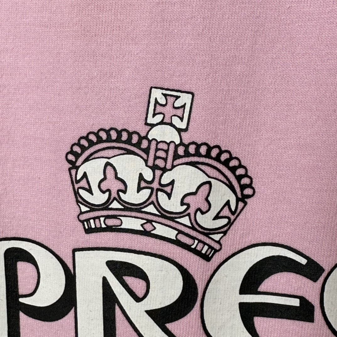 Supreme SS23 WEEK18 CROWN TEE 字母印花 圆领 短袖 T 恤 男女同款 粉色 白色 黑色 SUP-SS23-281