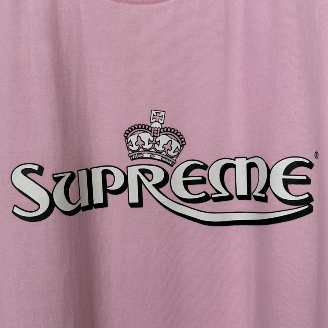 Supreme SS23 WEEK18 CROWN TEE 字母印花 圆领 短袖 T 恤 男女同款 粉色 白色 黑色 SUP-SS23-281