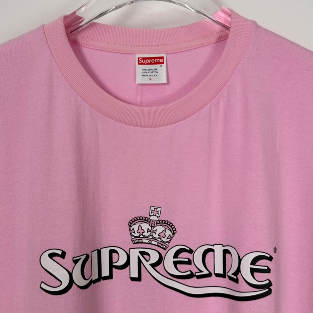 Supreme SS23 WEEK18 CROWN TEE 字母印花 圆领 短袖 T 恤 男女同款 粉色 白色 黑色 SUP-SS23-281