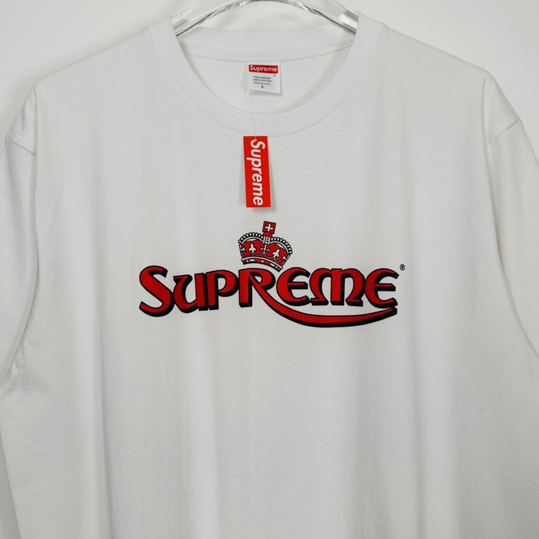 Supreme SS23 WEEK18 CROWN TEE 字母印花 圆领 短袖 T 恤 男女同款 粉色 白色 黑色 SUP-SS23-281